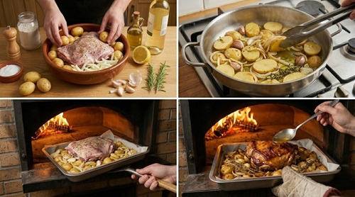 Preparación cordero asado