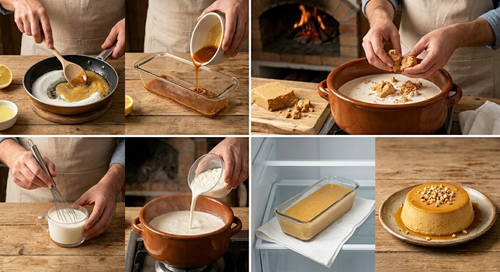 Preparación de flan de turrón paso a paso