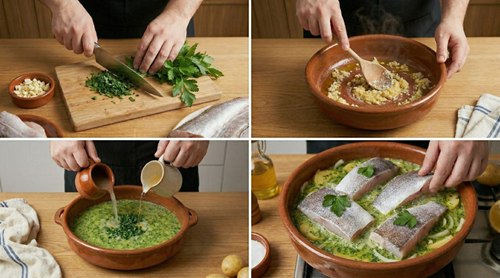 Preparación de merluza en salsa verde paso a paso